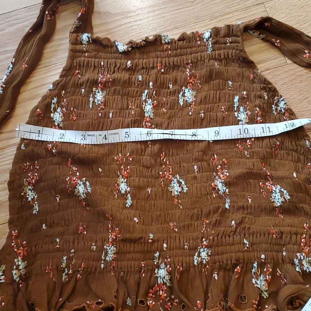 Free People Miss Louise smocked cropped halter top